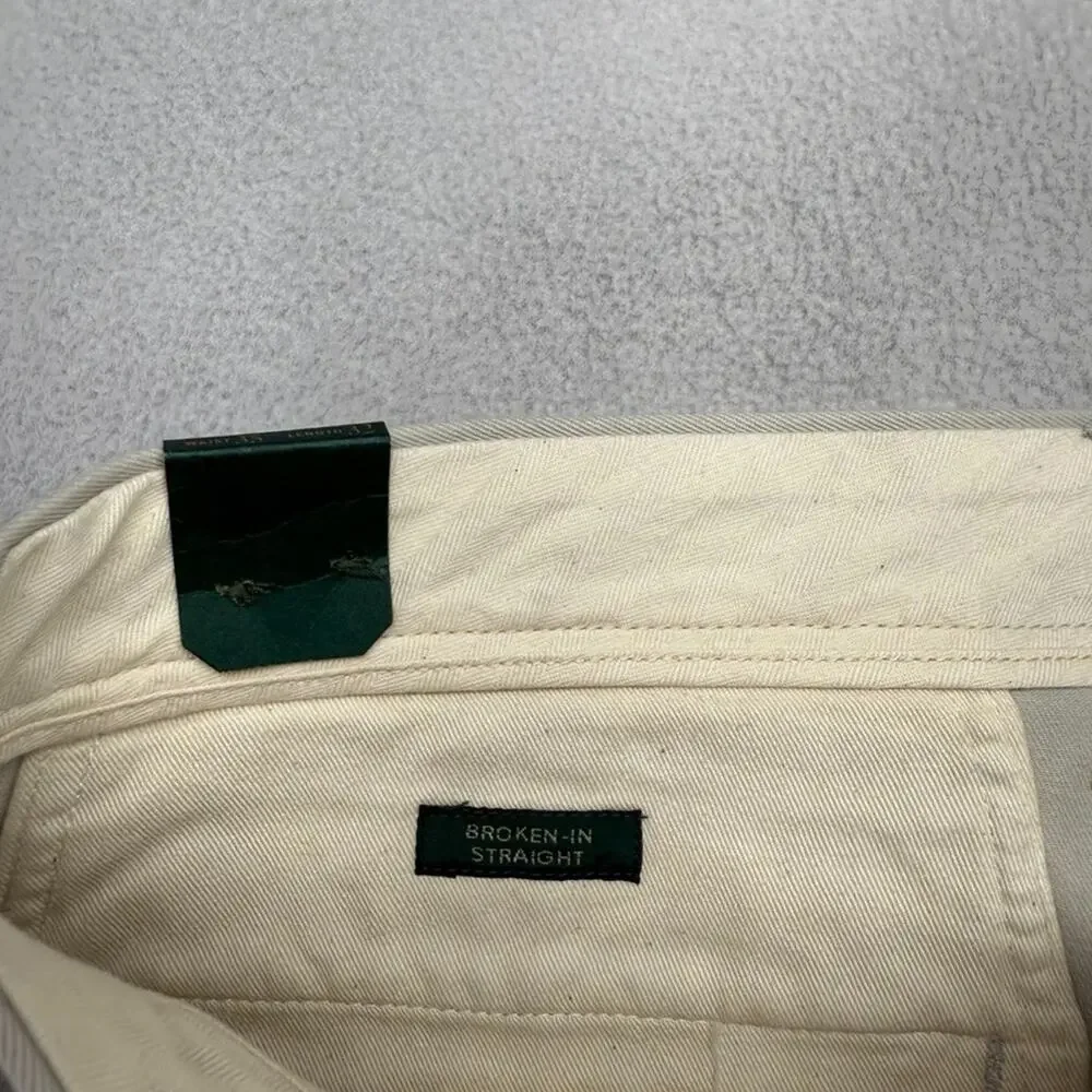 J Crew Pants men's 35x32 Beige tan Broken In Straight Chino Loose Preppy NEW